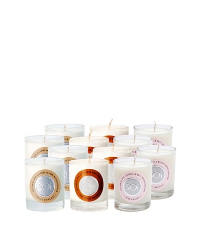 The Soi Co. Set of 12 3-Oz Votives, Chocolate Truffle/Salted Caramel/Macaroon