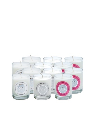 The Soi Co. Set of 12 3-Oz Votives, Blanc De Blanc/Moonsparkle/Cherry Blossom