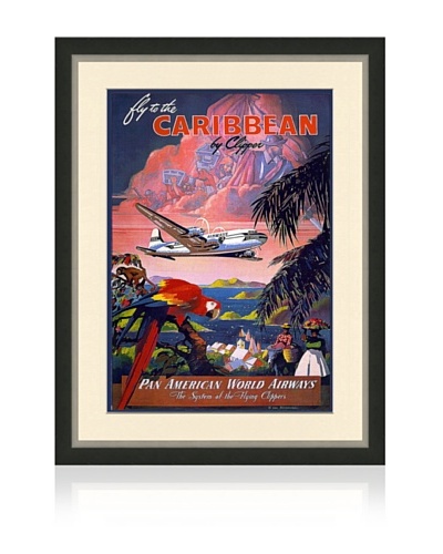 Reproduction Pan Am Caribbean Framed Travel Poster