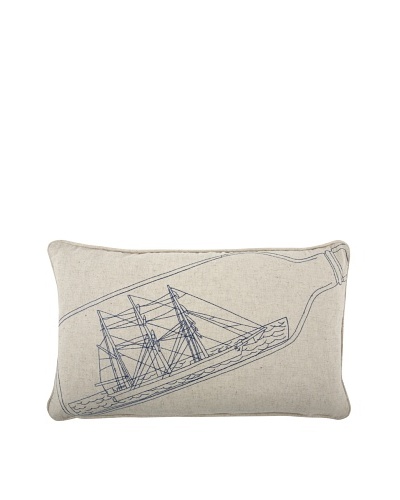 Thomas Paul Ship in a Bottle Feather Pillow, Indigo