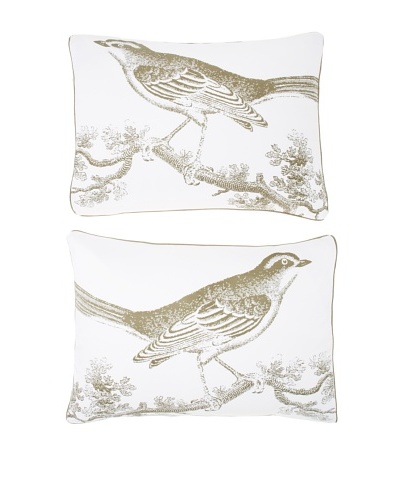 Thomas Paul Pair of Ornithology Pillow Shams [White/Slate]