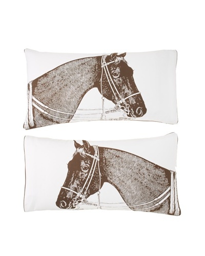 Thomas Paul Pair of Thoroughbred Pillow Shams [White/Java]