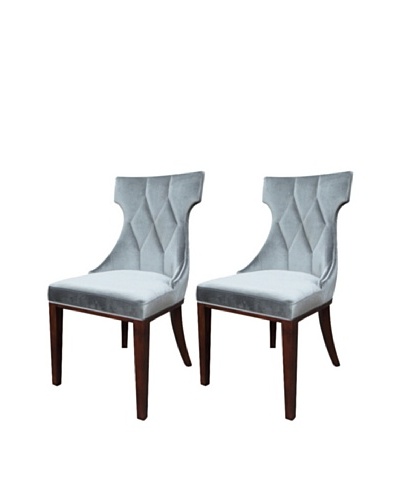 International Design USA Set of 2 Regis Velvet Dining Chairs, Grey