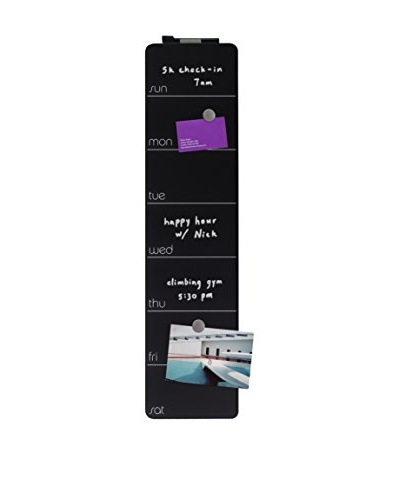 Three by Three Magnetic Glass Dry Erase Weekly Planner, Black