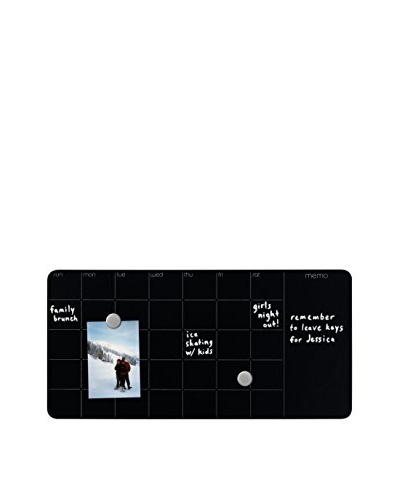 Three by Three Magnetic Glass Dry-Erase Monthly Planner & Memo Board, Black