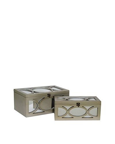 Three Hands Set of 2 Mirrored Boxes
