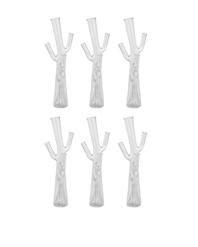 Three Hands Set of 6 Tall Glass Tree Vases