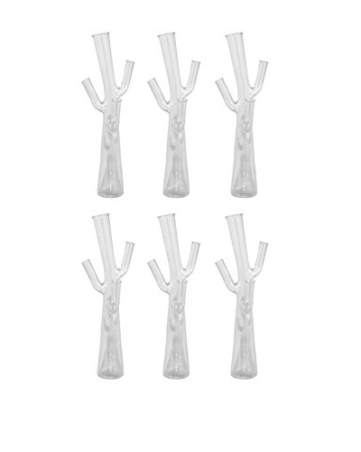 Three Hands Set of 6 Tall Glass Tree Vases