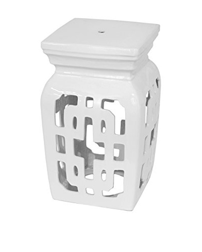 Three Hands Square Garden Stool, White