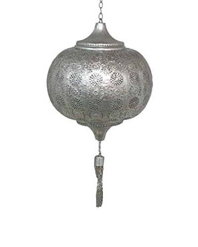 Three Hands Tassel Metal Lantern, Silver