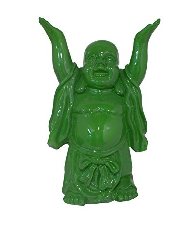 Three Hands Green Resin Buddha Figurine