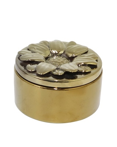 Three Hands Flower Covered Ceramic Box