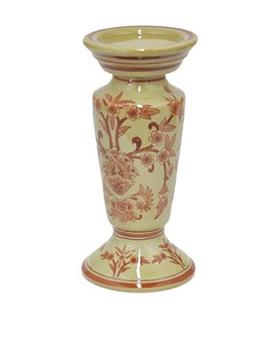 Three Hands Floral Scroll Ceramic Candle Holder, Short