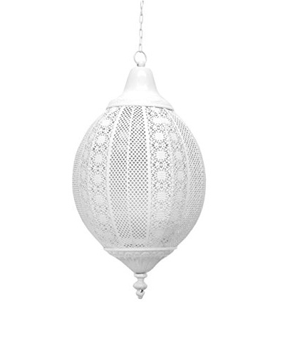 Three Hands Hanging Metal Lantern, White