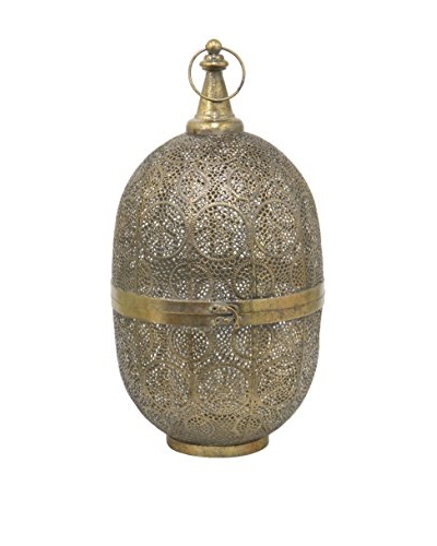 Three Hands Large Oval Metal Lantern, Gold