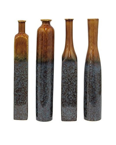 Three Hands Set of 4 Brown/Black Ceramic Vases