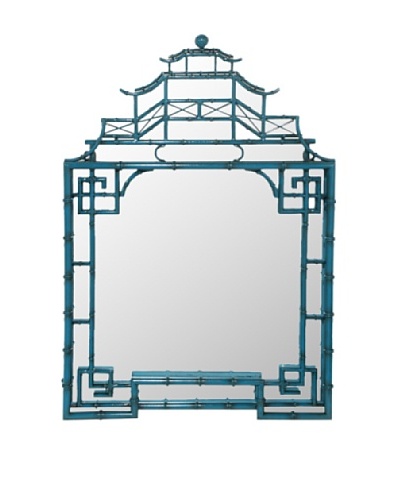 Three Hands Chinese Bamboo Mirror, Blue