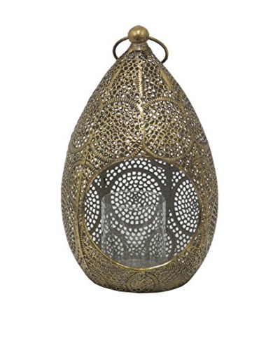 Three Hands Open Metal Lantern, Gold