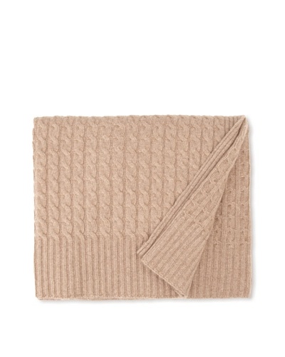 Sofia Cashmere Veneto Classic Cable-Knit Throw, Dark Natural, 50 x 60