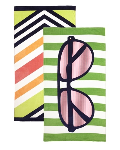 Tommy Hilfiger Set of 2 Chevron/Sunglasses Beach Towels