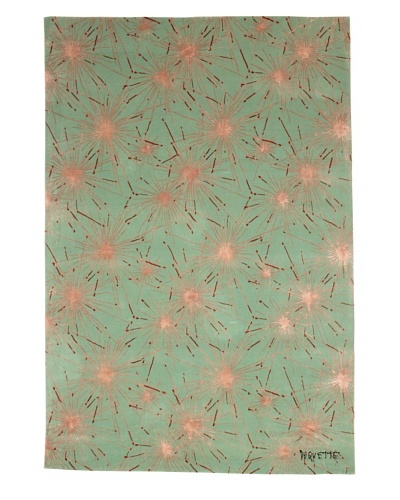 Tony Duquette Fireworks Rug, Celadon, 6′ x 9’As You See
