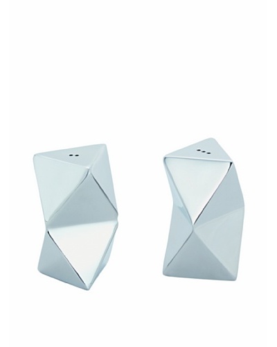 Torre & Tagus Set of 2 Cubix Salt & Pepper Shakers, Silver