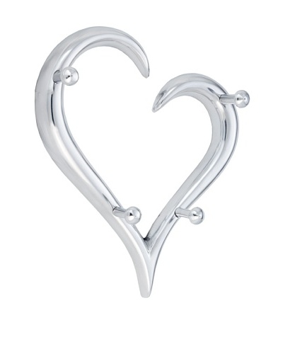 Torre & Tagus Open Heart Multi Wall Hook, Silver