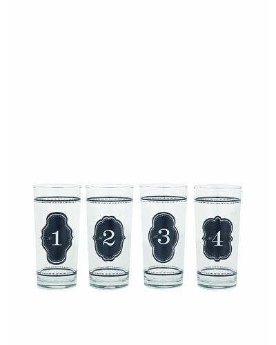 Torre & Tagus Set of 4 Vintage-Inspired Number Glass Tumblers