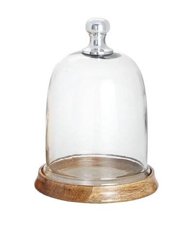 Torre & Tagus Sienna Round Glass Dome On Wooden Base
