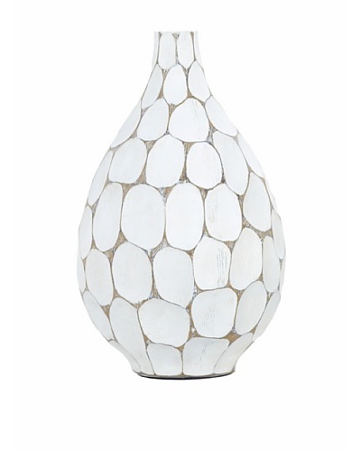 Torre & Tagus Carved Divot Resin Teardrop Vase, White