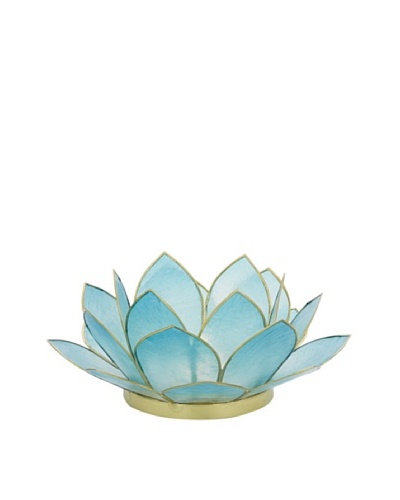 Torre & Tagus Lotus Capiz Shell Tealight Holder, Turquoise