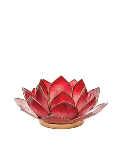 Torre & Tagus Lotus Capiz Shell Tealight Holder, Crimson