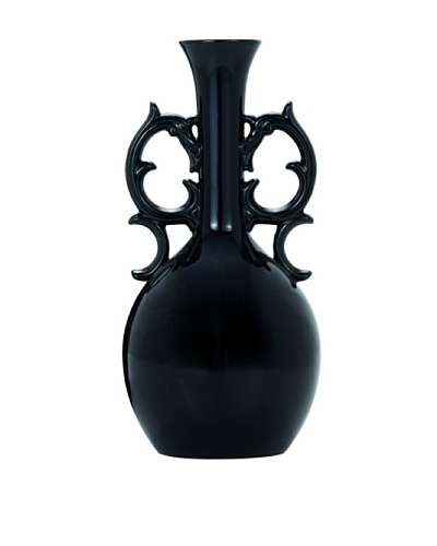Torre & Tagus Deco Handle Vase, Black, Tall