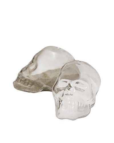 Torre and Tagus Pair of Skull Glass Salt & Pepper Shakers, Clear/Smoke