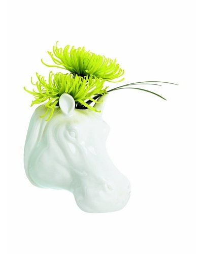 Torre & Tagus Safari Hippo Porcelain Wall Vase, White