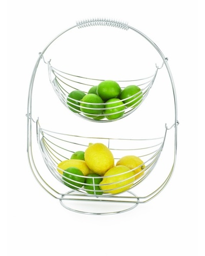 Torre & Tagus Swing 2-Tier Fruit Basket, Silver