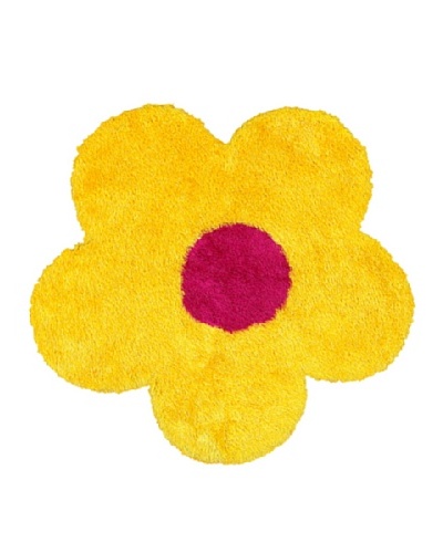 Trade-Am Senses Shag Flower Rug, Yellow, 4' Round