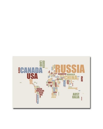 Michael Tompsett World Text Map Canvas Art