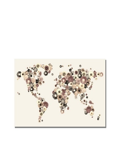 Trademark Art Michael Tompsett Flowers World Map Canvas Art