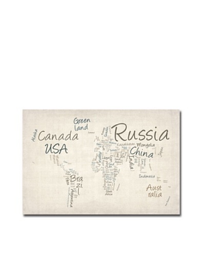 Trademark Art Michael Tompsett Typography World Map Canvas Art