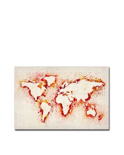 Trademark Fine Art Paint Outline World Map by Michael Tompsett Canvas Wall Art