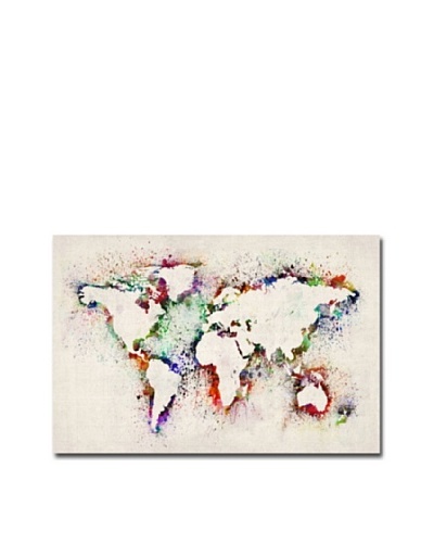 Trademark Art Michael Tompsett World Map Paint Splashes Canvas Art