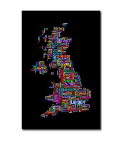 Michael Tompsett Trademark Art UK Cities Text Map III Canvas Art