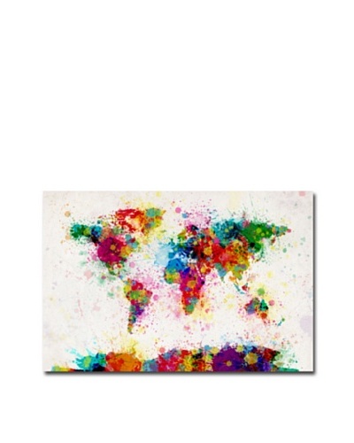 Michael Tompsett Paint Splashes World Map Canvas Art