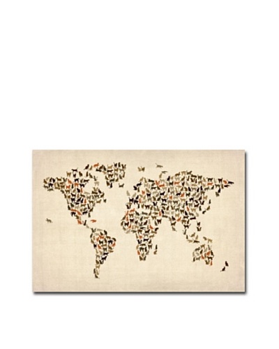 Trademark Art Michael Tompsett World Map of Cats Canvas Art