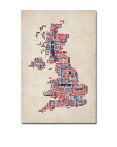 Trademark Art Michael Tompsett UK Cities Text Map Canvas Art