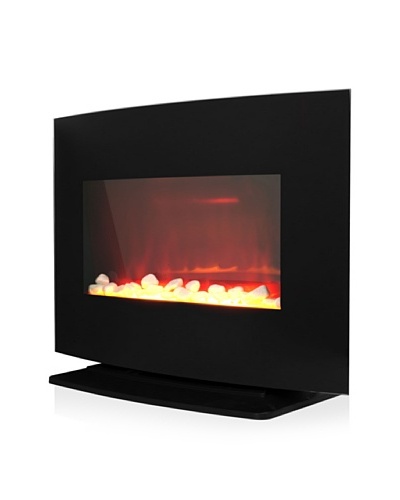 Warm House Black Curved Glass Electric Fireplace Heater