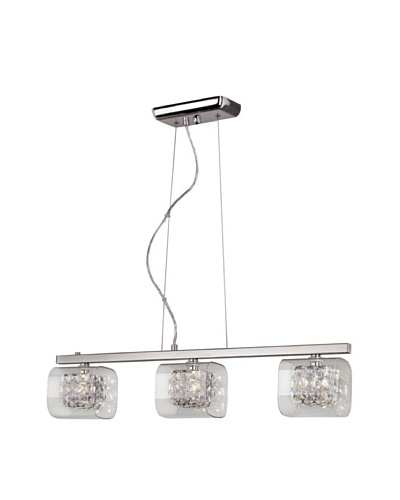 Trans Globe Lighting Glassed Cube 3-Light Island Pendant, Polished Chrome