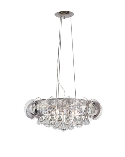 Trans Globe Lighting Flared Crystal 7-Light Pendant, Polished Chrome