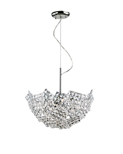 Transglobe Lighting Fragmented Crystal Basket Pendant, Polished Chrome